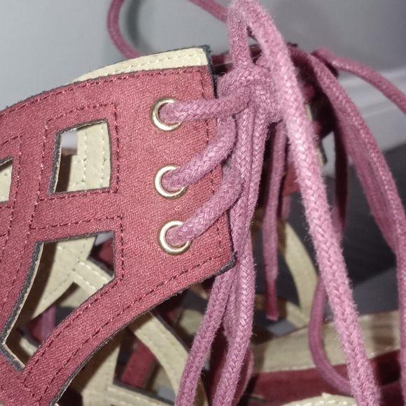 Velvet Burgundy Sandal Heels - Picture 7 of 9